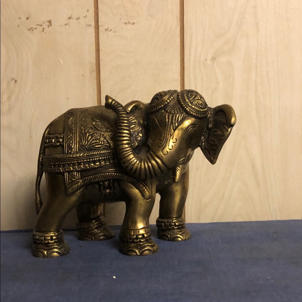 Brass Decorative Elephant Figurine - Gold Tone